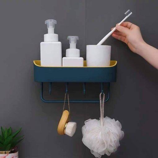 Khay Đựng Để Đồ Dùng Nhà Tắm Nhà Bếp Treo Tường Có 4 Móc Treo Siêu Tiện Dụng