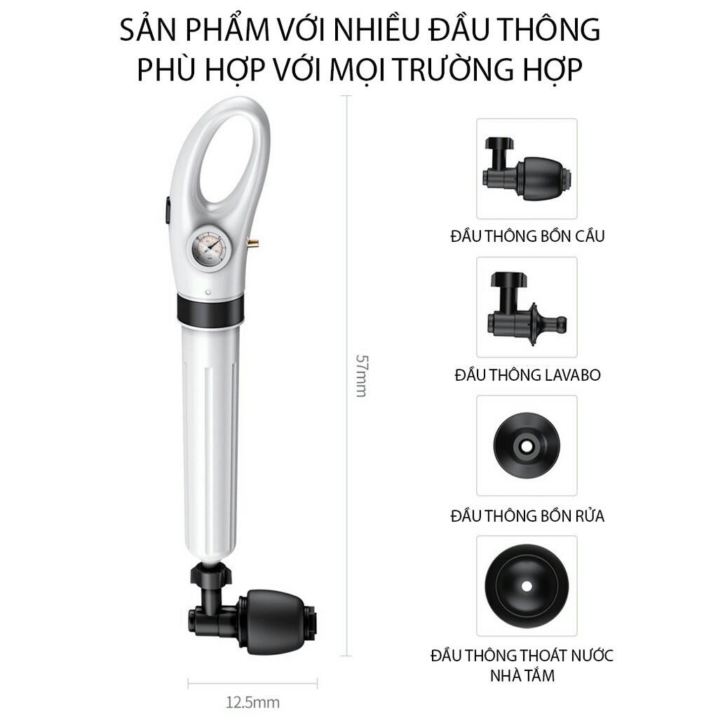 Dụng cụ thông tắc, súng thần công thông tắc bồn cầu, bồn rửa bát, chậu rửa mặt cống nước, thoát sàn