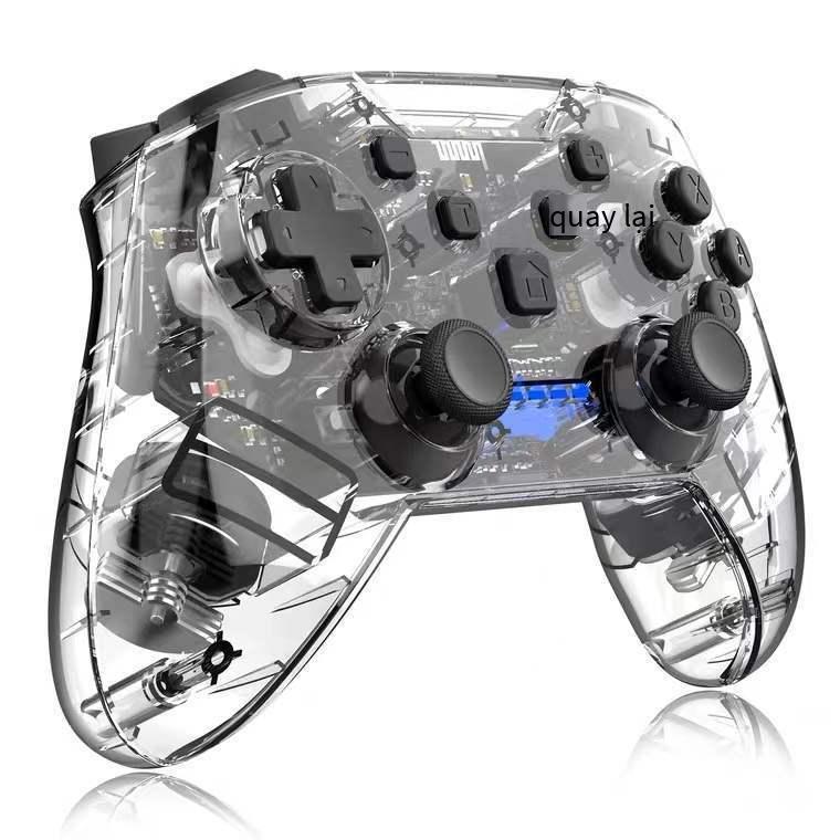 Giá thấp nhất mô hình tư nhân chuyển đổi tay cầm chơi game không dây đánh thức tay cầm chơi game trong suốt SwitchPRO Bluetooth có đèn