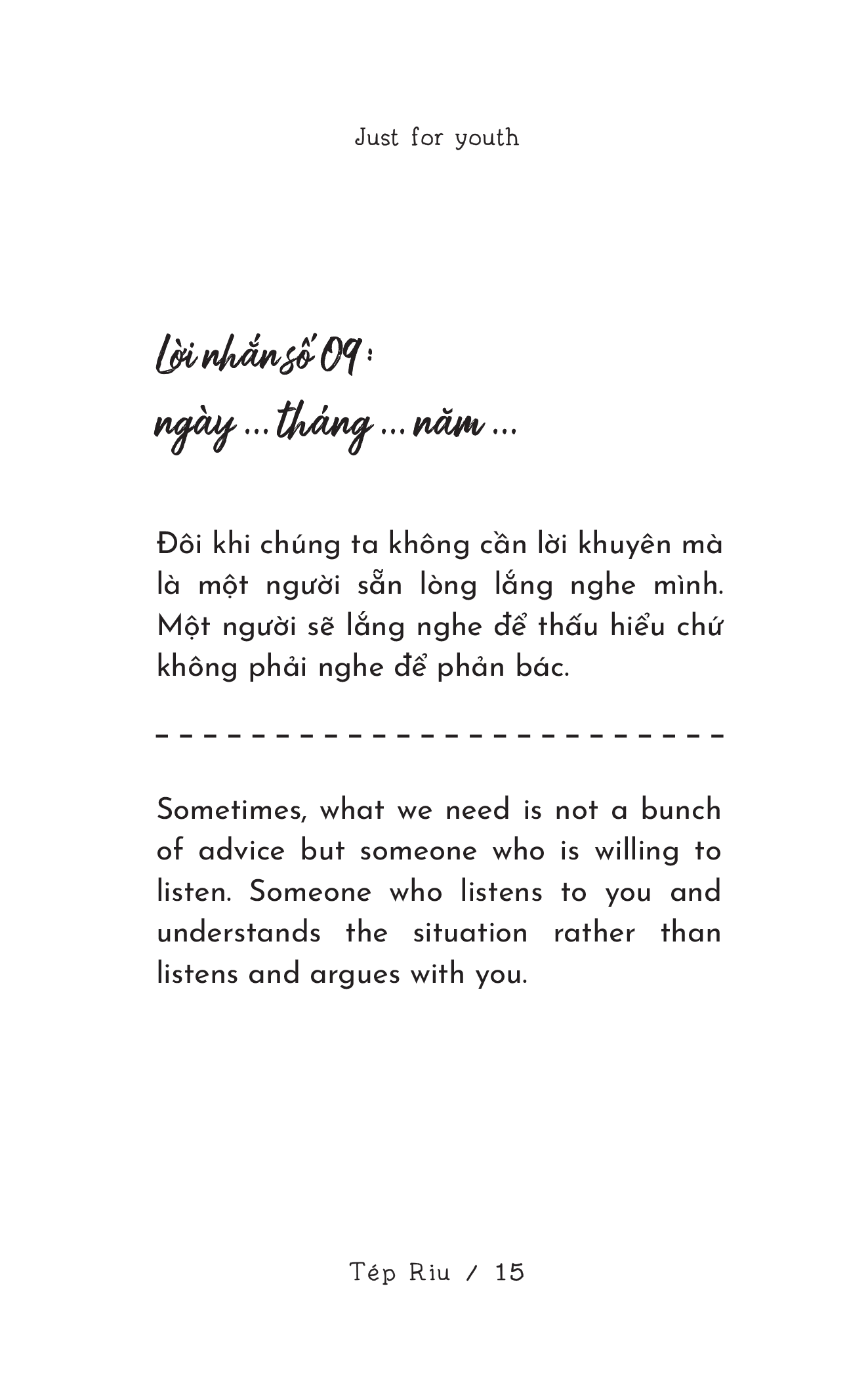 Sách song ngữ Just For Youth - Ước Mơ Không Có Ngày Hết Hạn