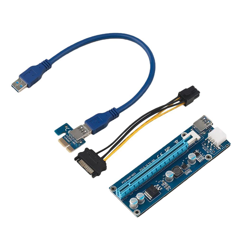 6pcs PCIe Riser Card PCI-E 16x to 1x Powered Riser Adapter Card Set