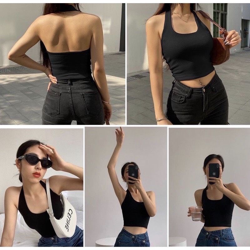 Áo Croptop Cổ Yếm Tròng Đầu Siêu cá tính