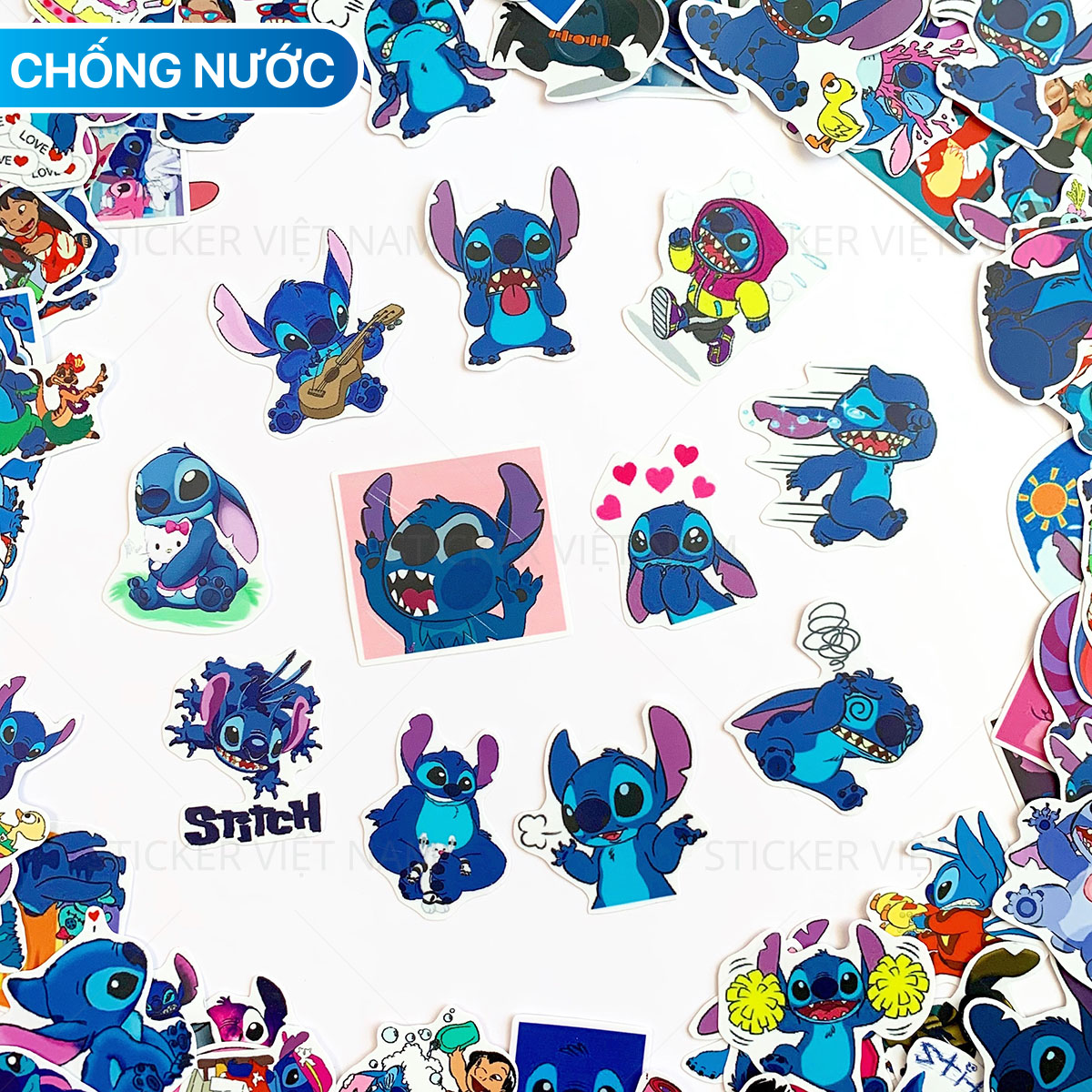 Sticker  STITCH Lilo - Dán Trang Trí - Chất Liệu PVC Cán Màng Chất Lượng Cao Chống Nước, Chống Nắng, Không Bong Tróc Phai Màu