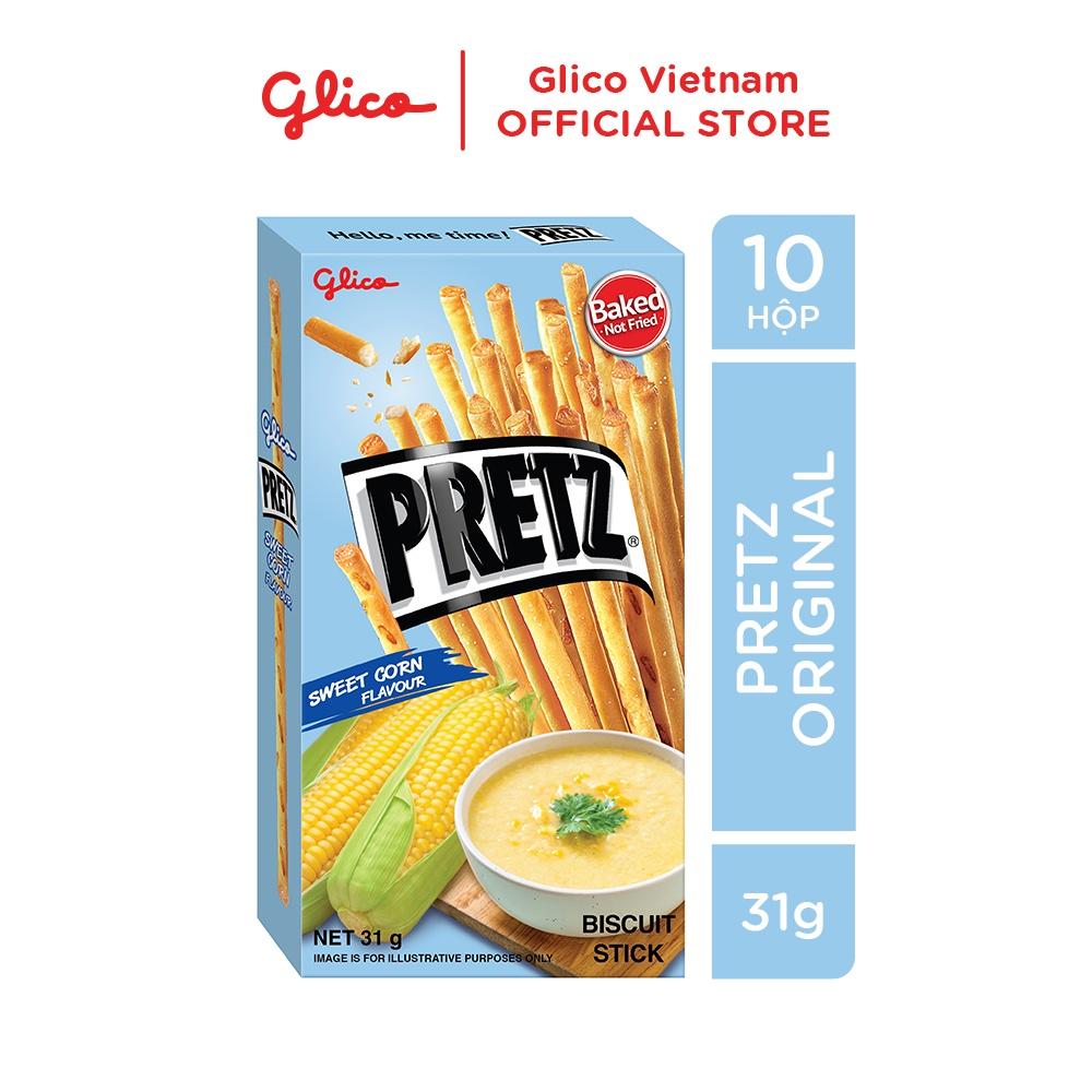 Bánh que nướng giòn vị bắp ngọt GLICO Pretz Sweet Corn (Combo 10 hộp)