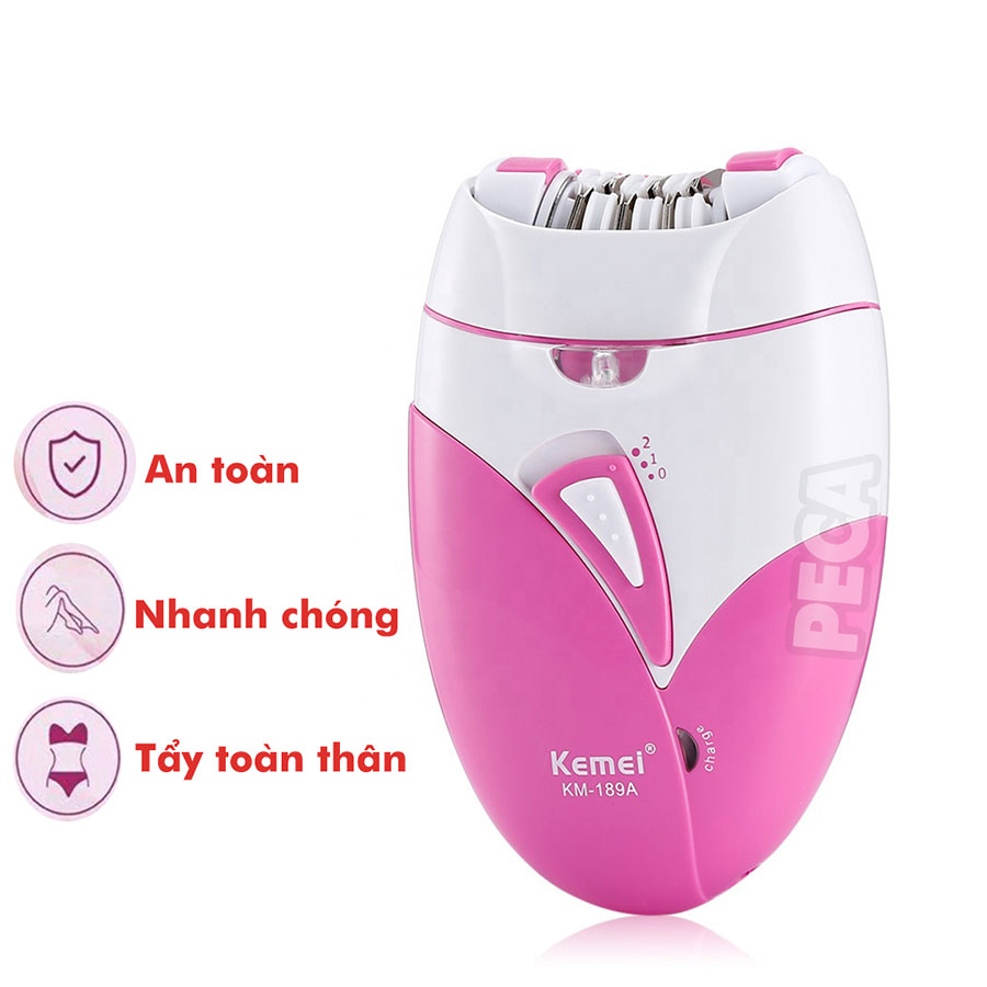 Máy tẩy lông Kemei KM-189A chuyên dụng tẩy nhổ lông toàn thân sạc USB, 2 tốc độ sử dụng an toàn tiện lợi