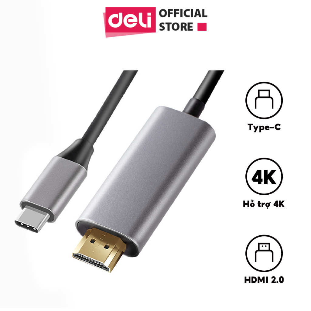 Hub Chuyển Đổi Type C Sang Hdmi 2.0 Aoka Deli - Hàng Chính Hãng - Cổng Chuyển Đổi Thiết Bị Hỗ Trợ Trình Chiếu Dây Dài 1.8M Chống Uốn Cong Tốc Độ Cao Cho Máy Tính Laptop Văn Phòng Sinh Viên