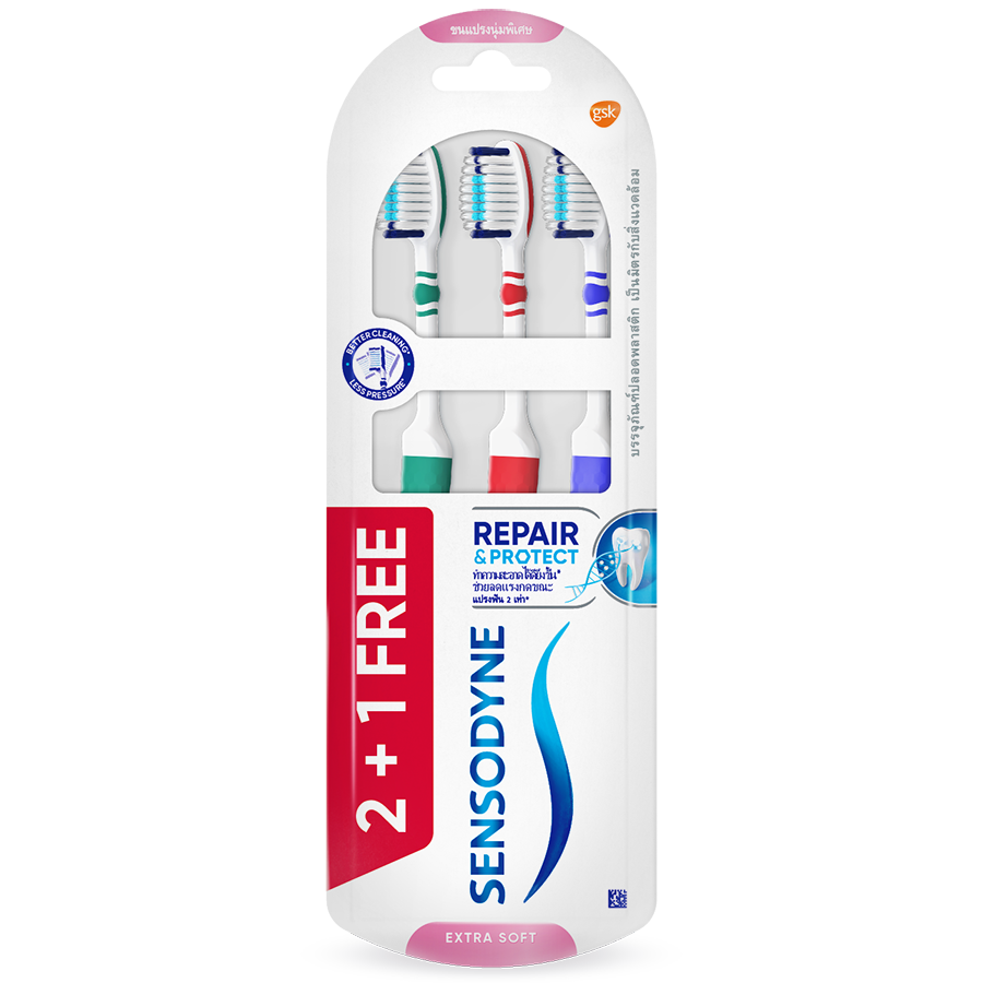 Bộ 3 bàn chải đánh răng Sensodyne Repair và Protect Extra Soft (Màu ngẫu nhiên)