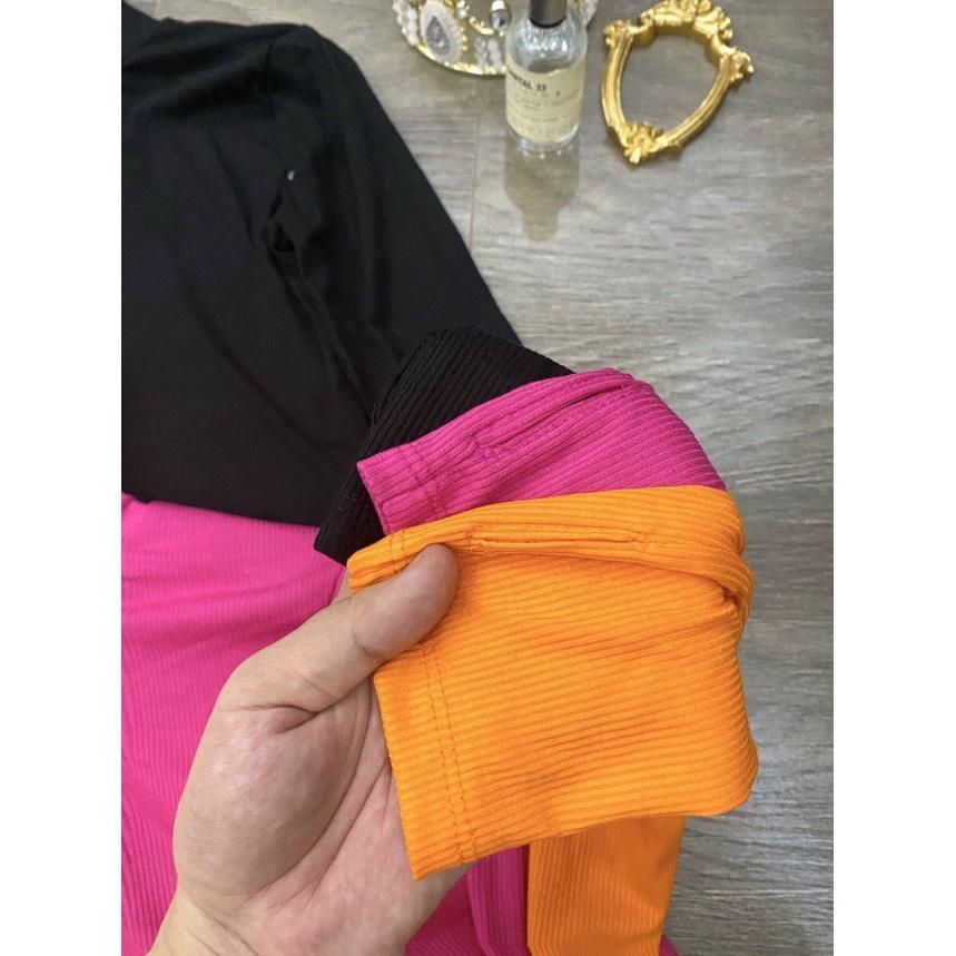 Áo croptop nữ len tăm cổ lọ hàn quốc dài tay thun lạnh giữ nhiệt cổ 3 phân S-M