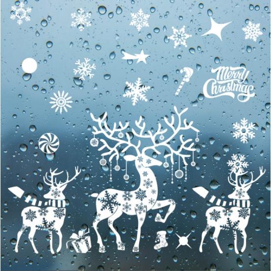Decal trang trí Noel Hít Tĩnh Điện 2 mặt - TUẦN LỘC TRẮNG HOA TUYẾT