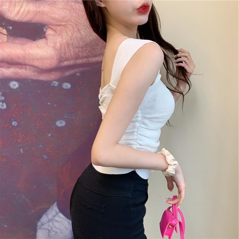 Áo 2 dây ngực xếp ly