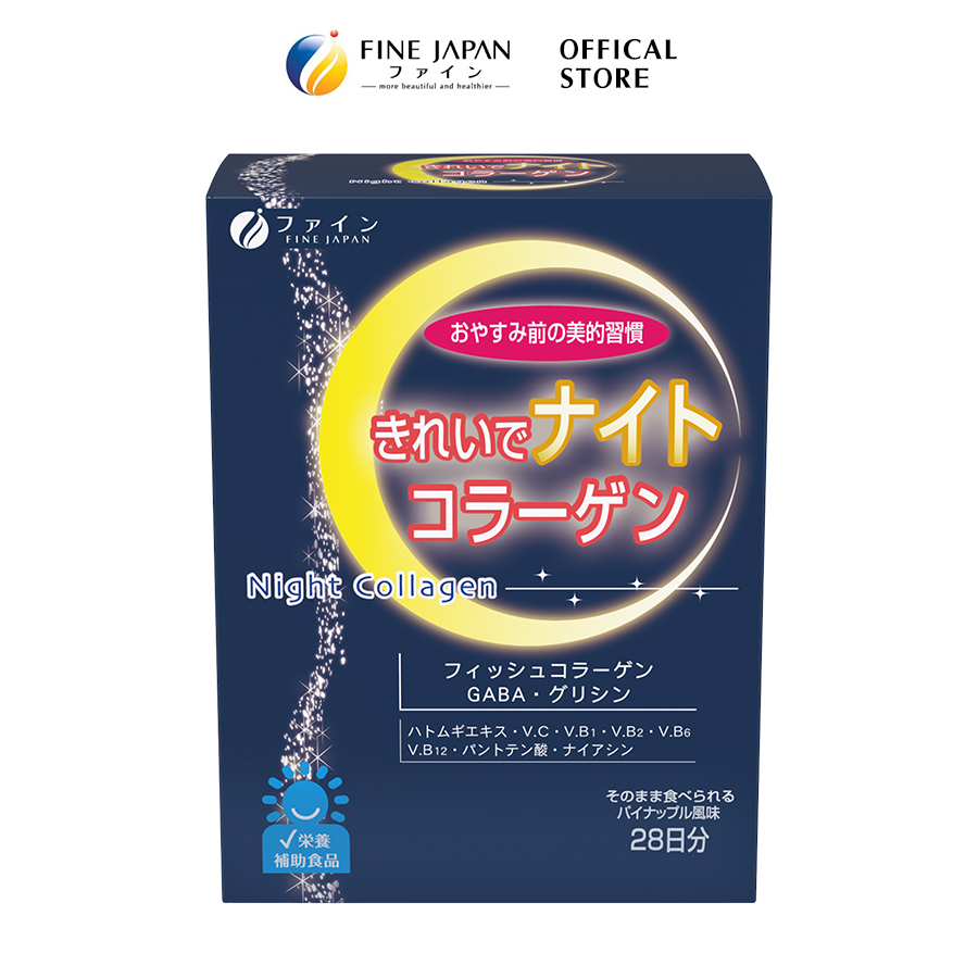 Bột Uống Hỗ Trợ Giấc Ngủ & Đẹp Da Night Collagen FINE JAPAN 28 thanh