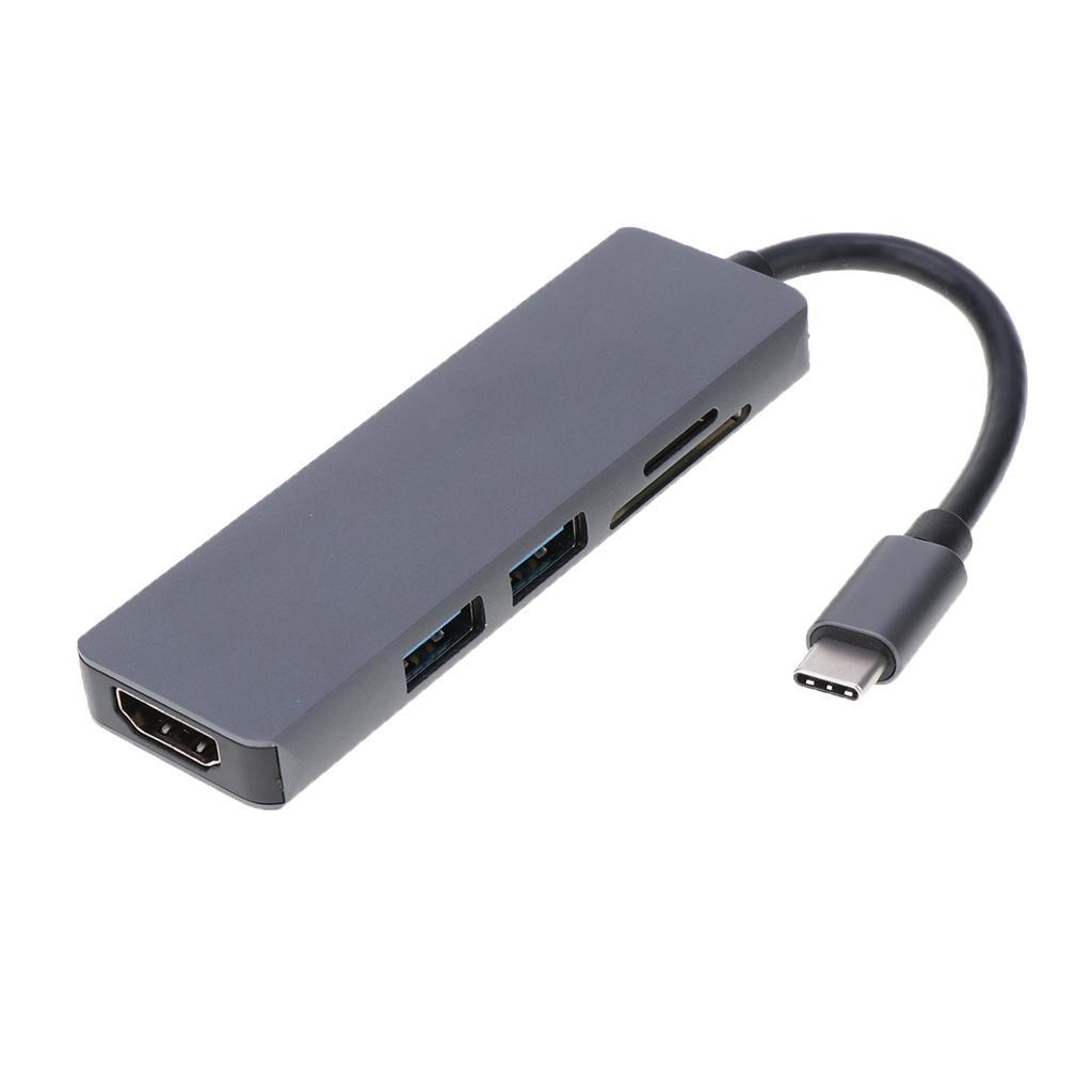 USB C Hub, 5-in-1 USB C Adapter, with 4K USB C to , SD/TF Card Reader, 2 USB