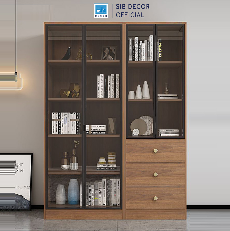 Tủ Gỗ Phối Cánh Kính Hiệu Đại Thương Hiệu SIB Decor KS602