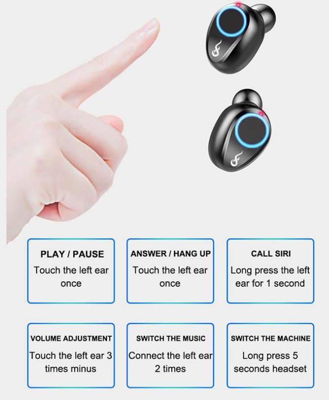 Tai Nghe Bluetooth Bluetoshita True Wireless AirBuds Tai Nghe Không Dây Âm Thanh Vòm 7.1 Super Bass BE97J Hàng Chính Hãng