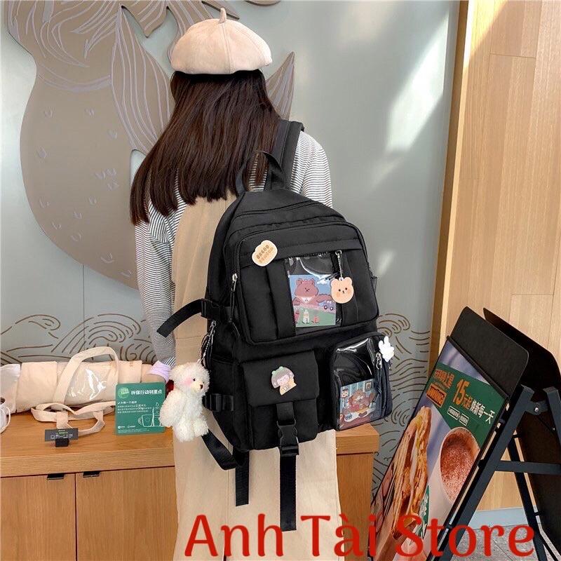 Balo thời trang cặp sách đi học nam nữ nhiều ngăn đựng chất vải canvas chống thấm nước phong cách Nhật Hàn GB 119