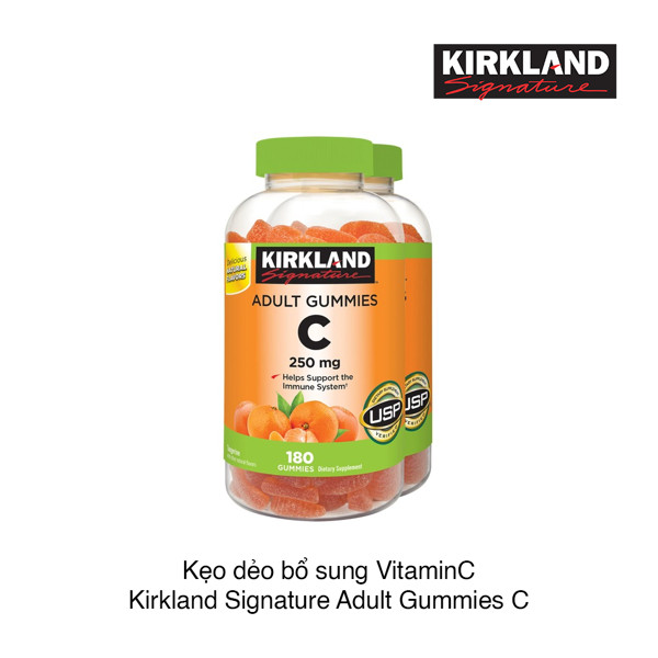 Kẹo dẻo bổ sung Vitamin C Kirkland Adult Gummies C 250mg hộp 180 viên của Mỹ