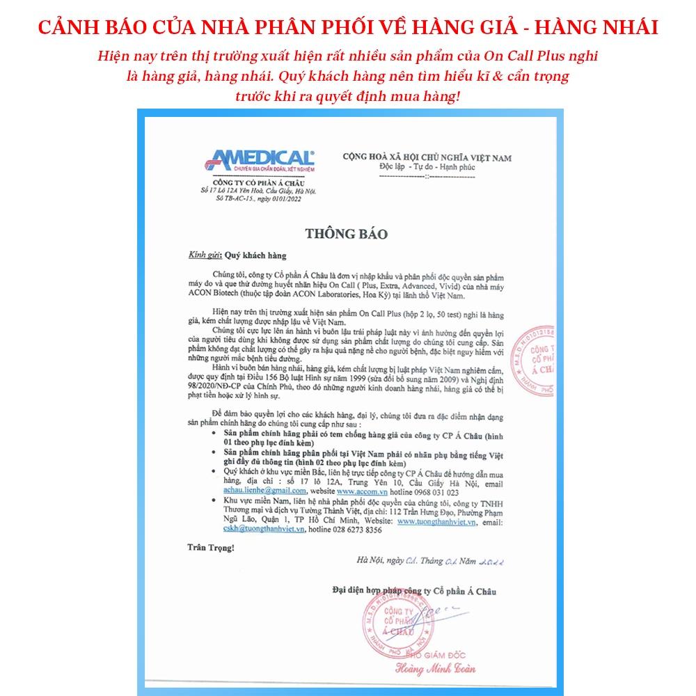 Máy Thử Tiểu Đường On Call Plus Chính Hãng Acon/Mỹ Kèm 50 Que Thử & 50 Kim Chích Máu, BH Trọn Đời