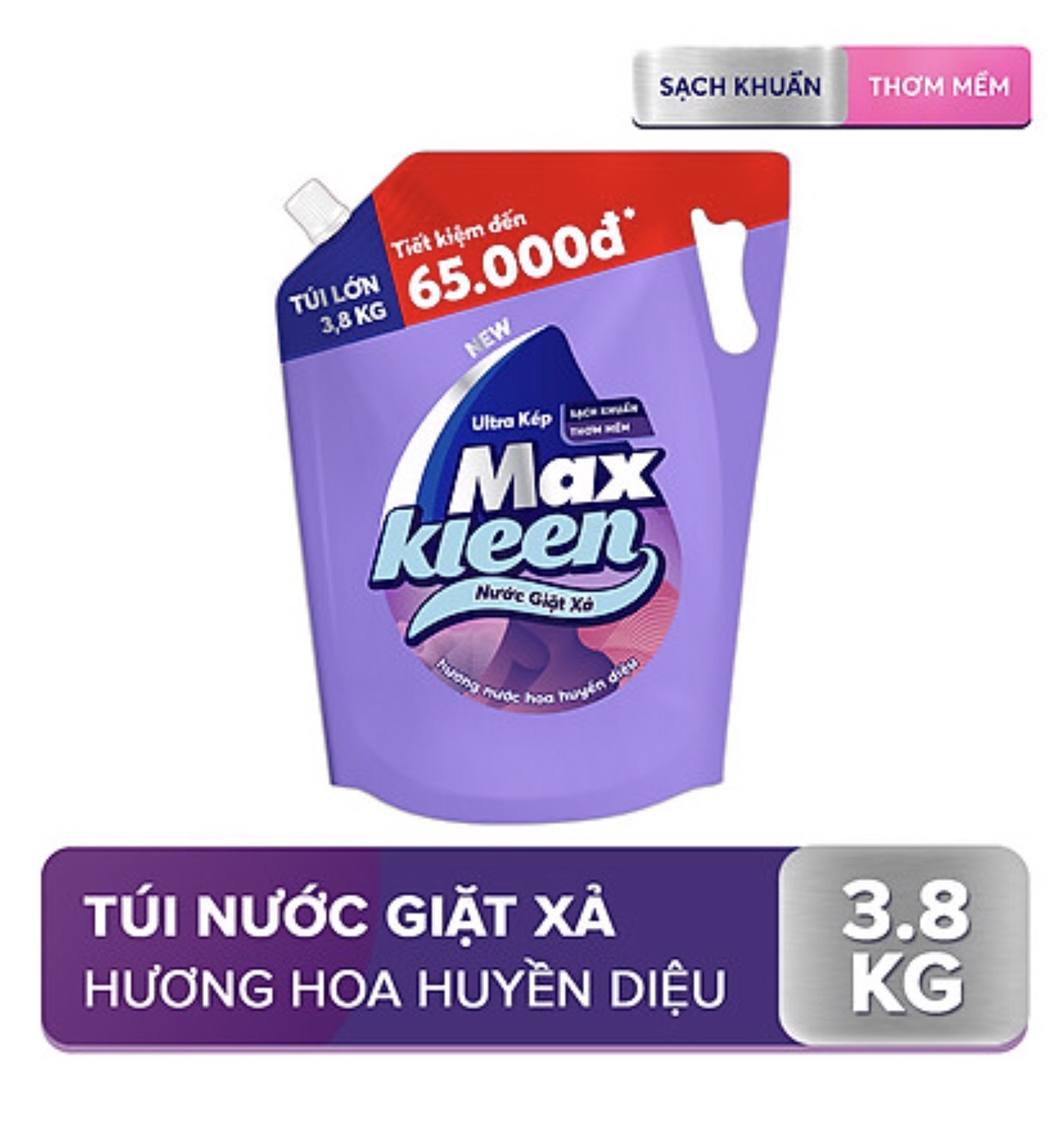 Combo 2 túi nước giặt xả Maxkleen Hương Huyền Diệu 3.8kg/túi Tặng Voi Bông (Giao màu ngẫu nhiên)