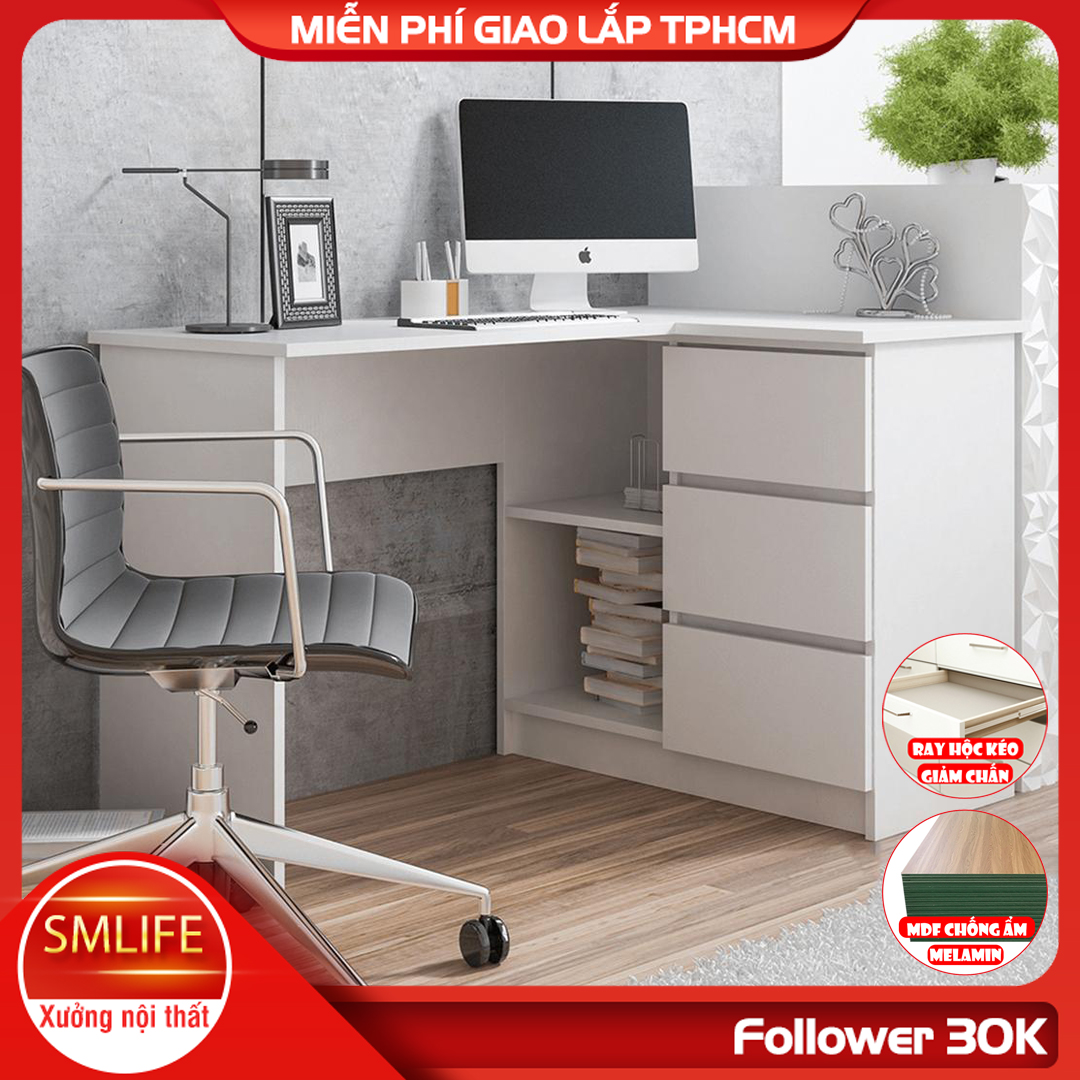Bàn vi tính chữ L bằng gỗ công nghiệp MDF SMLIFE Dorothy