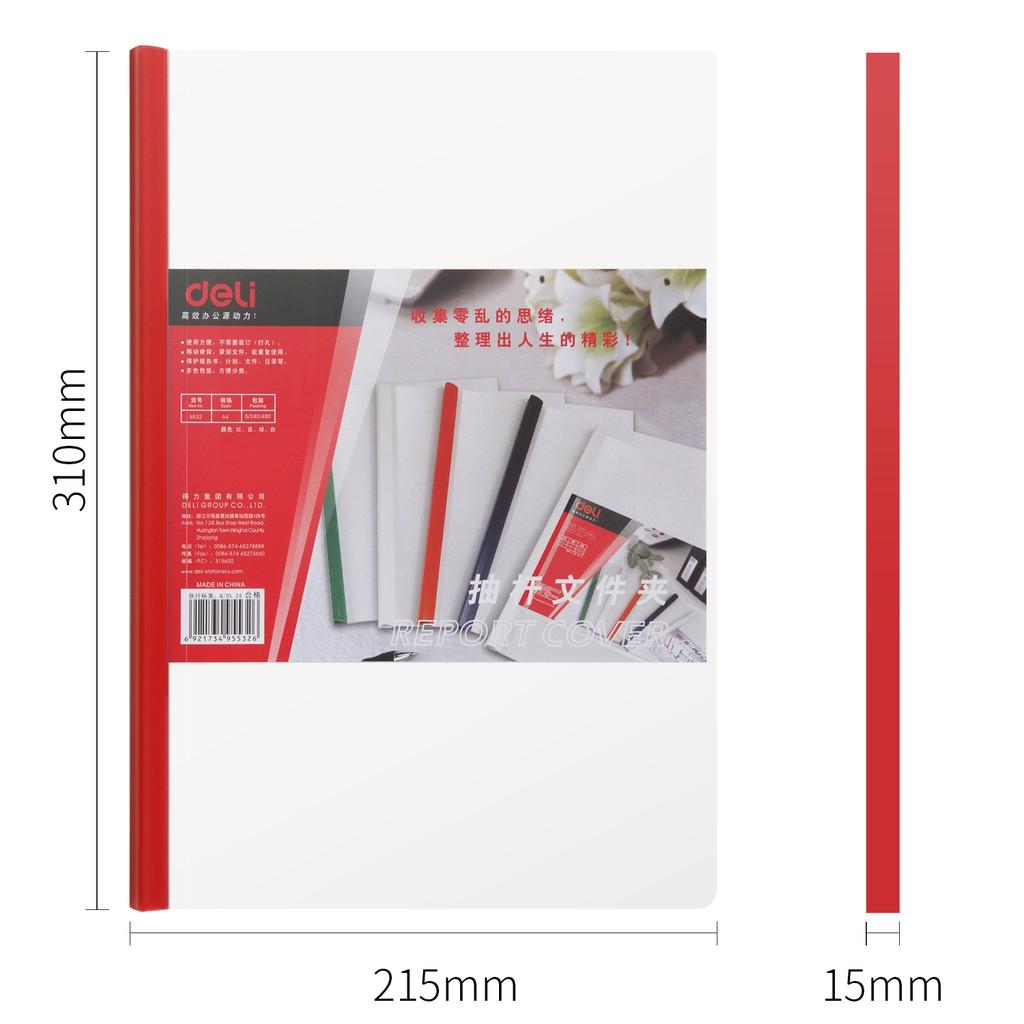 Kẹp Tài Liệu A4 15mm Deli - File Rút Gáy Trong Suốt, Giữ Giấy Tờ Chắc Chắn - Dùng Trong Văn Phòng - E5532
