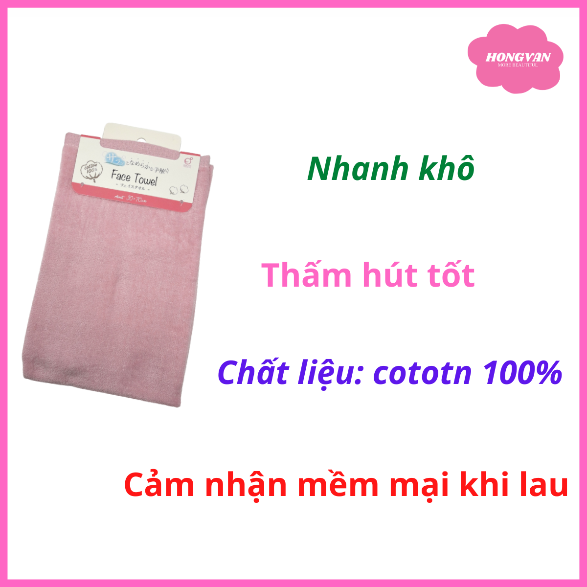 Khăn tắm mềm mịn cho nữ thấm hút tốt nhanh khô 30x70cm (màu hồng) tặng túi zip bảo quản