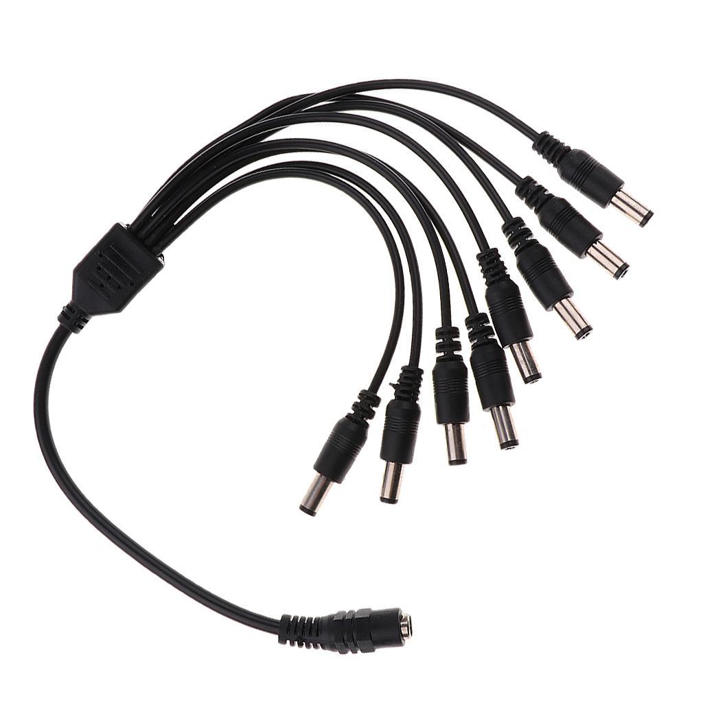 39cm Power Supply Adapter 8 Split Power Cable for CCTV Camera DVR Black