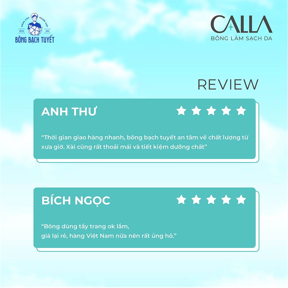 Combo 2 bịch Bông tẩy trang làm sạch da Bông Bạch Tuyết Calla Sạch Sâu & Mềm Mịn