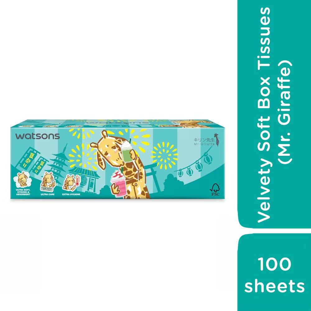 Khăn Giấy Hộp Watsons Velvety Soft Box Tissues (Mr. Giraffe) 3ply x 100sheets