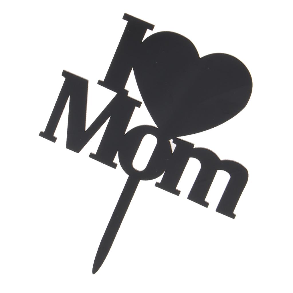 I Love Mom Heart Cake Topper Party Cake Baking Accessories Photo Prop