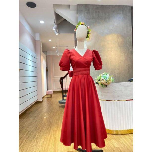 Đầm xoè bo eo tay phồng nơ lưng Sang Trọng - Size M/L đến 57kg -MS103Y MMR