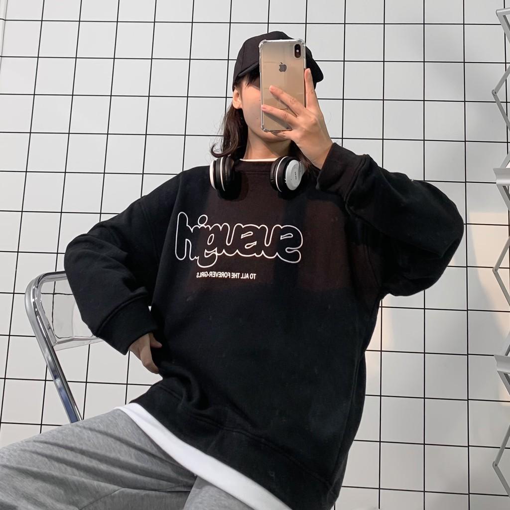 Áo Sweater Nữ Form Rộng Phối Layer Susu Vải Nỉ Bông Dày Dặn phong cách