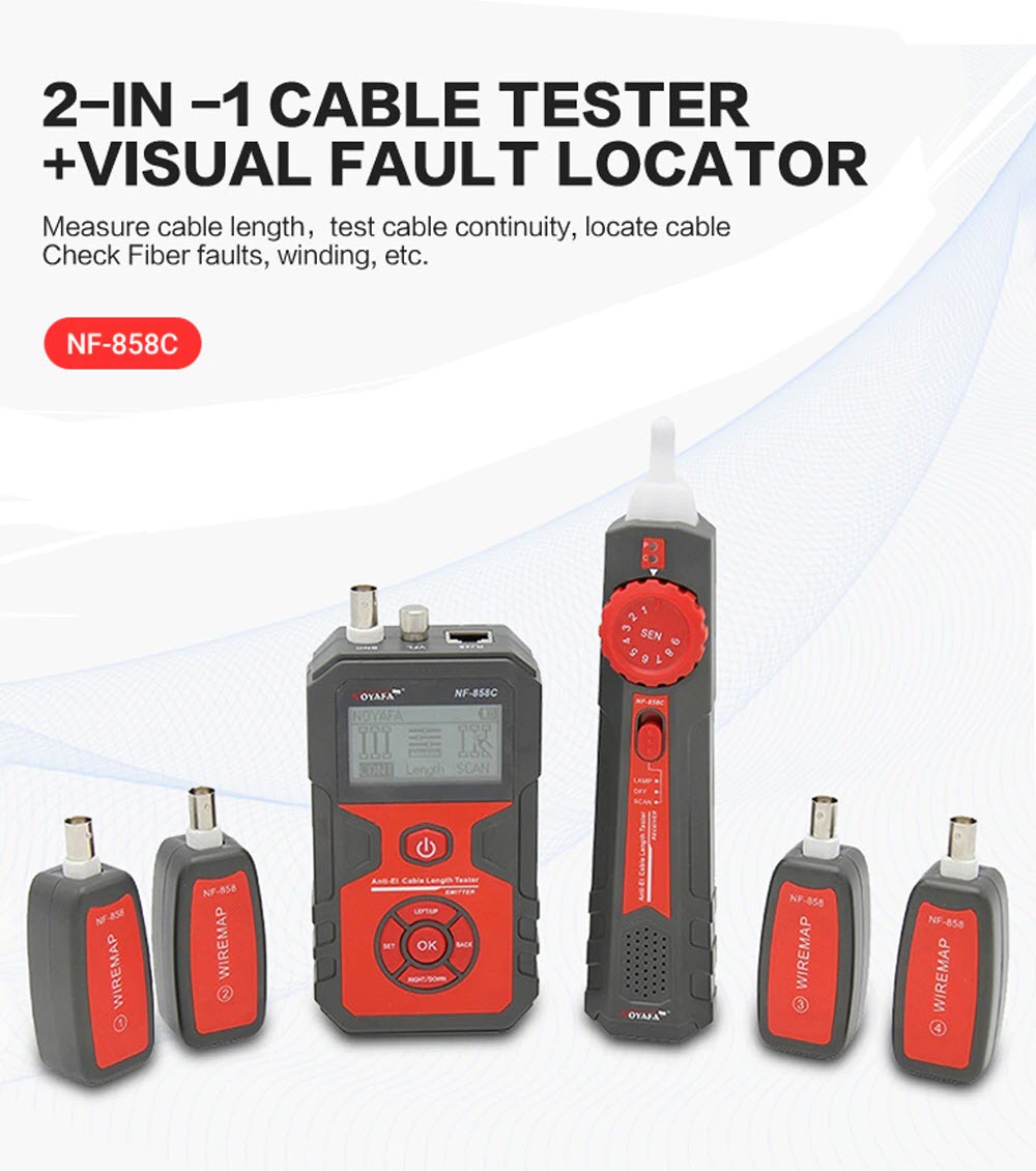 Máy Test Mạng NOYAFA NF-858C - Hàng Nhập Khẩu. NOYAFA NF-858C Trace Cable Line Locator Portable Wire Tracker Cable Tester Finder Network Cable Testing BNC Measure Cable Length