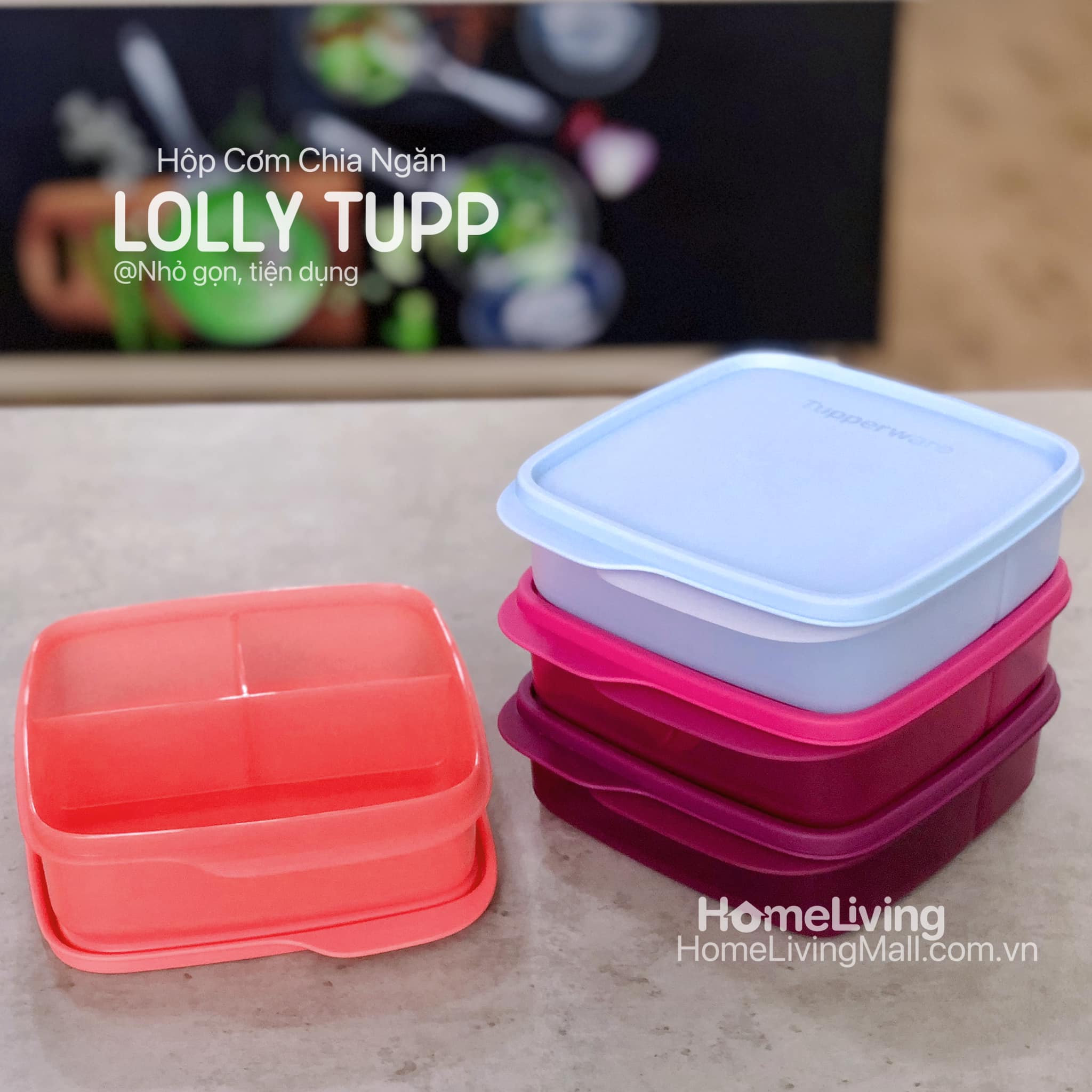 Hộp Cơm Chia 3 Ngăn Tupperware Lolly Tup 550ml - Màu mới