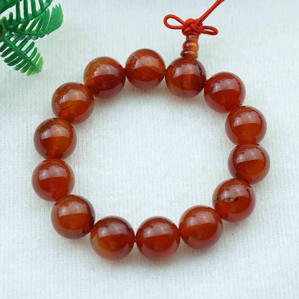 Vòng tay mã não hồ lô đỏ tự nhiên 14 mm