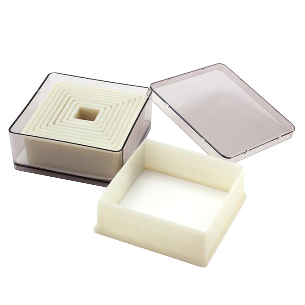 2X Square Cookie Cutter Nylon Fondant Cutter Set Biscuit Cutter Set with Case 1