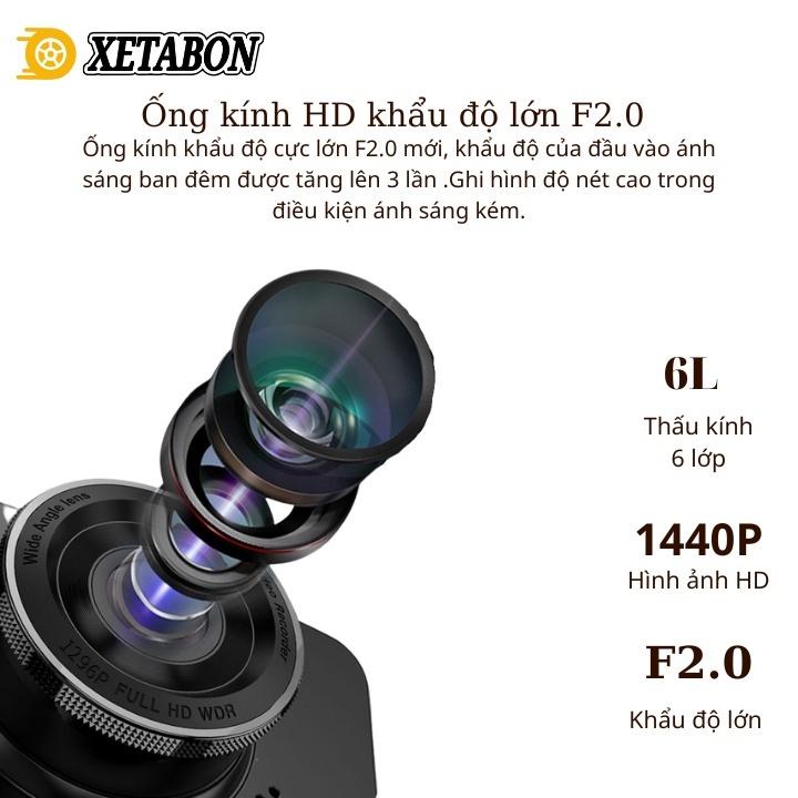 Camera hành trình ô tô W4 XETABON Full HD 1440p camera 2 chiều góc quay rộng, ghi hình kép .Bảo hành 12 tháng