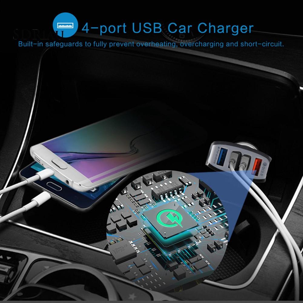 Tẩu Sạc Nhanh Qc 3.0 4 Cổng Usb Cho Xe Hơi