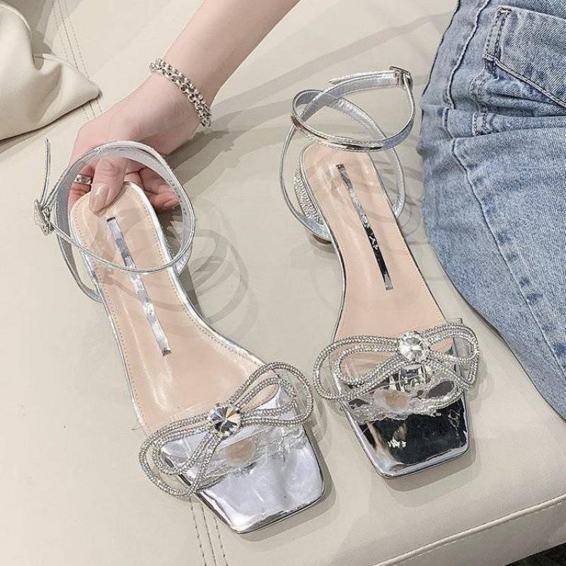 (S99) Sandal nữ nơ vòng đá sang chảnh 5 phân (mã 525