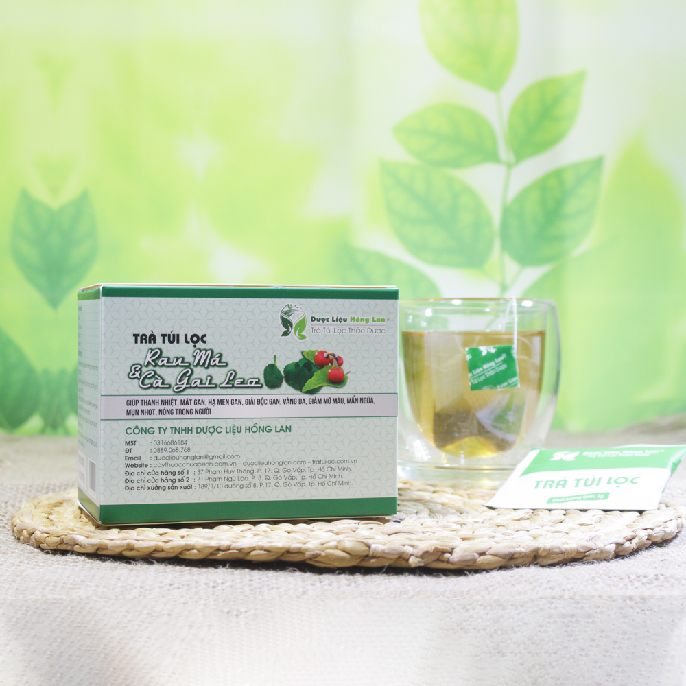 Trà Rau Má & Cà Gai Leo túi lọc hộp 60g Cty Dược Liệu Hồng Lan -