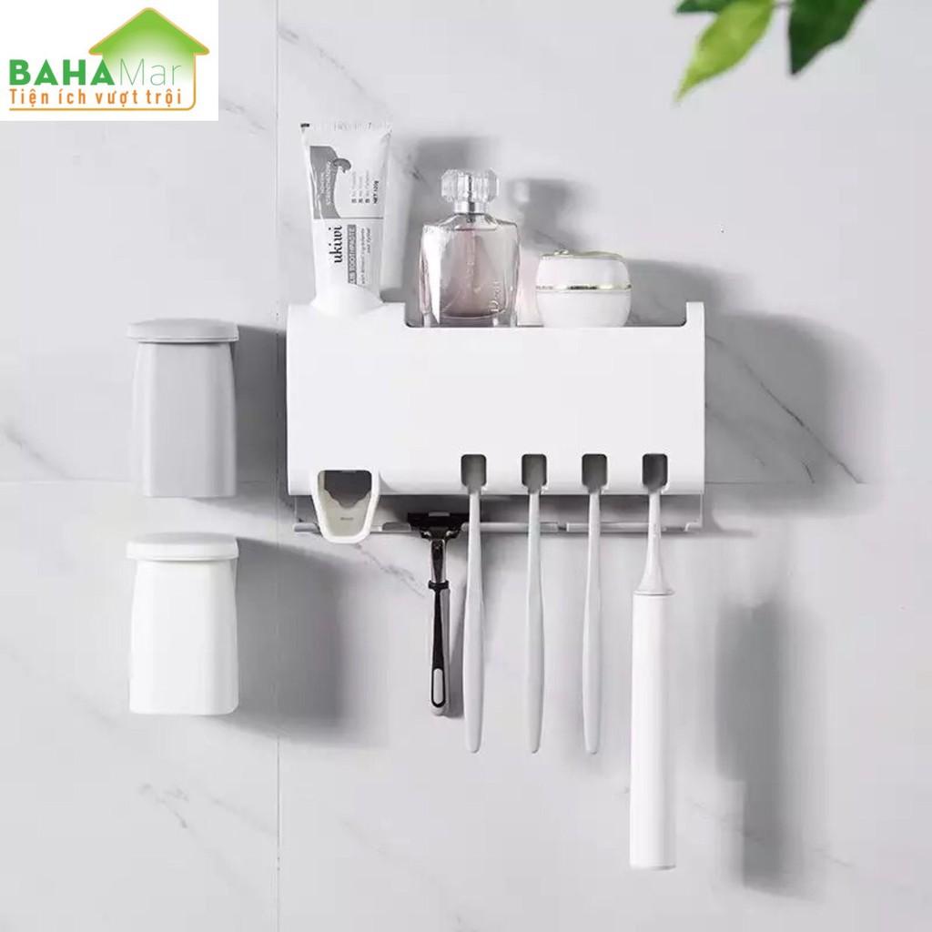 GIÁ TREO BÀN CHẢI ĐÁNH RĂNG TỰ ĐỘNG NHẢ KEM ĐÁNH RĂNG - 2 CỐC HÚT NAM CHÂM tiện sử dụng và sắp xếp gọn gàng