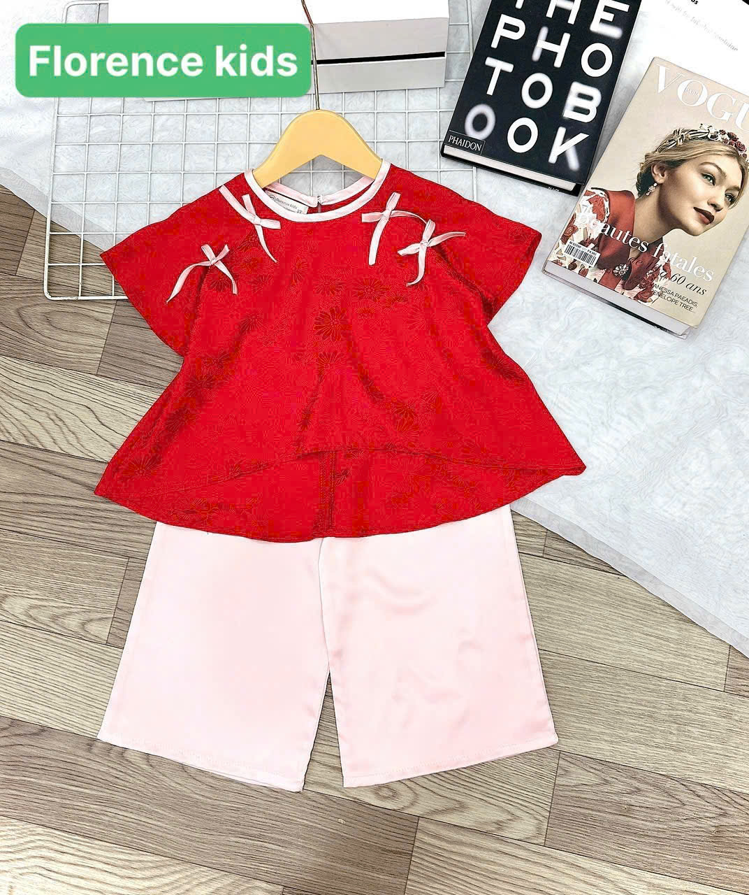 Bộ bà ba cho bé gái diện lễ tết noel giáng sinh năm mới đẹp từ 10-40kg chất lụa mềm mát