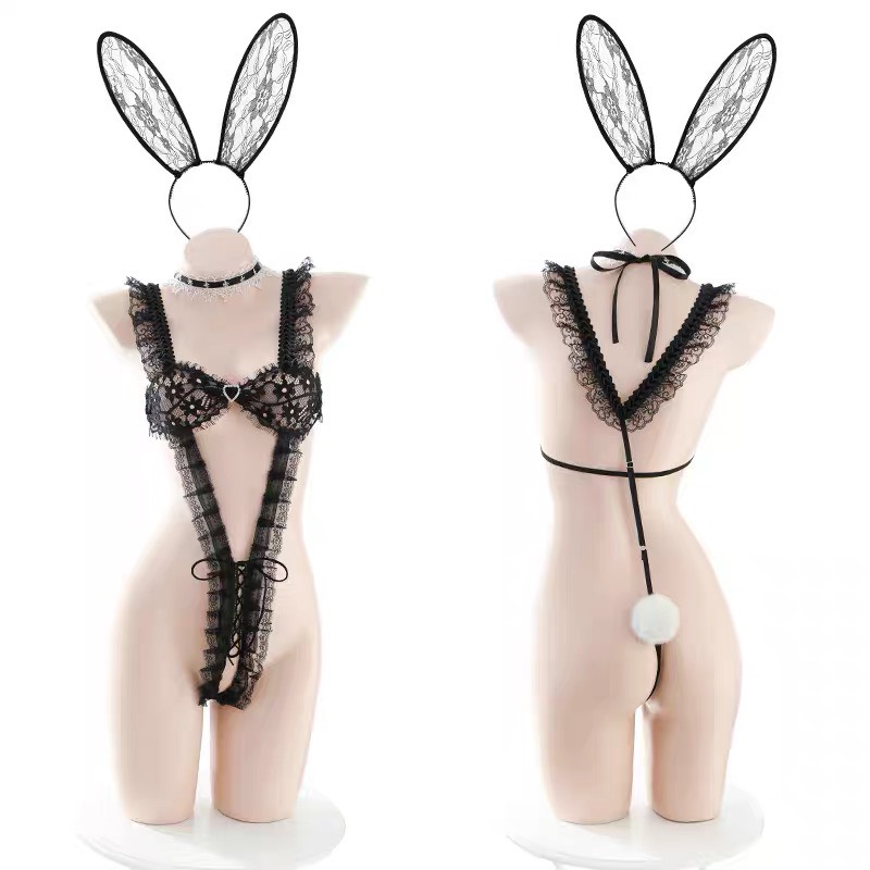 Đồ ngủ nữ cosplay liền thân ren sexy kèm cài tóc tai thỏ P102 - Đầm ngủ nữ gợi cảm - Váy ngủ nữ sexy