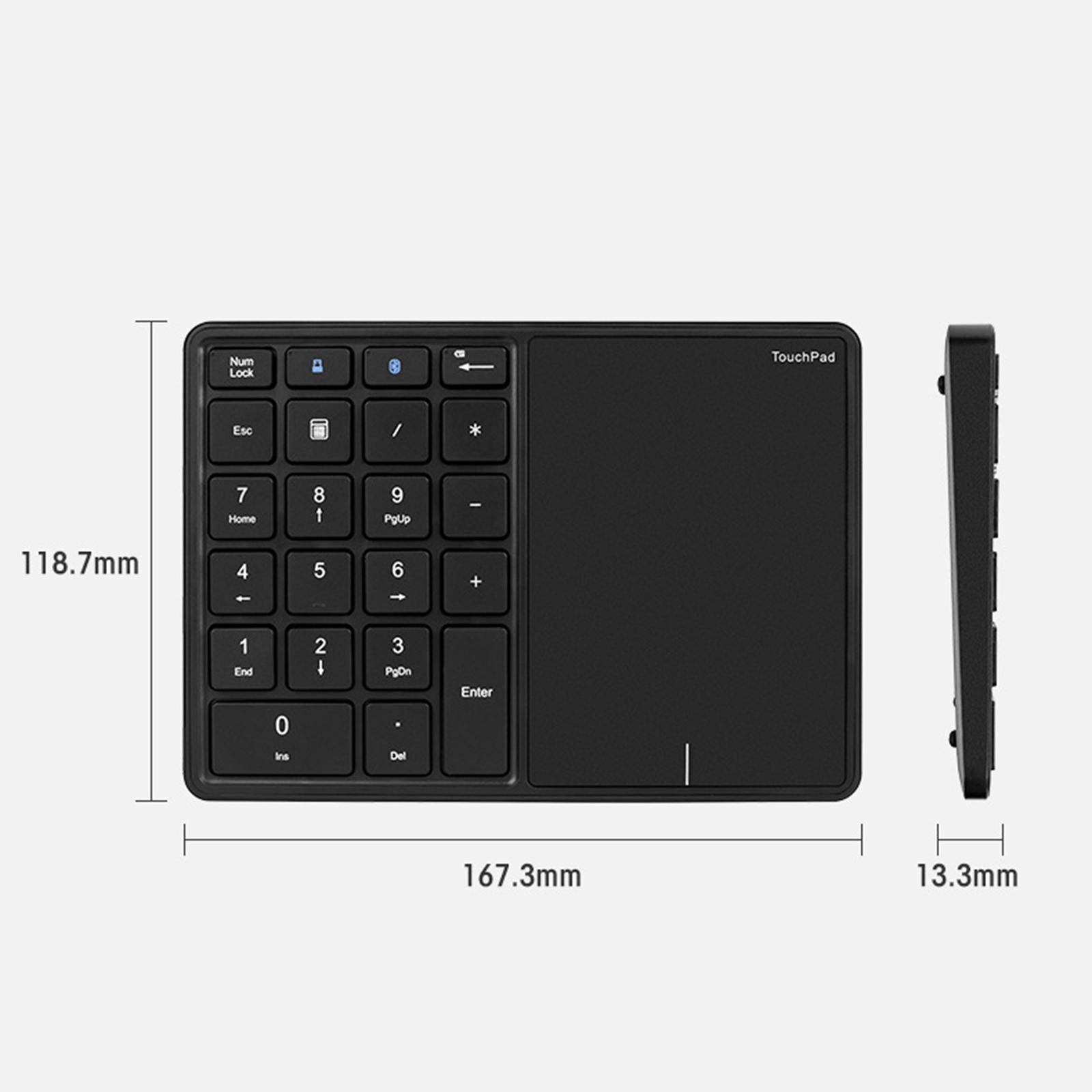 Wireless Numeric Keypad 2.4 GHz Bluetooth Mini with Touchpad 2.4G USB Receiver Numpad for Tablet