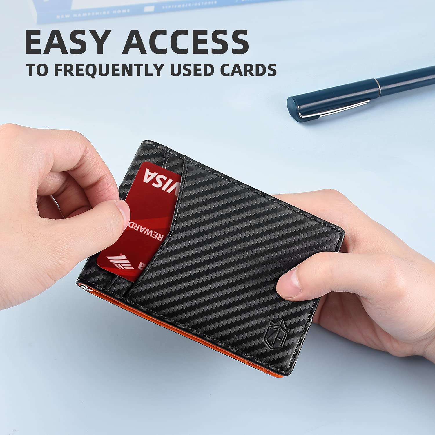 Ví nam đựng thẻ từ tính Carbon Leather RFID Money Clip