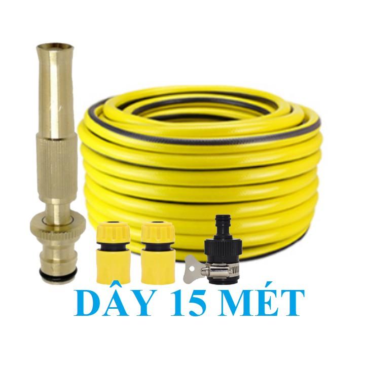Vòi Xịt Nước️️ Bộ dây vòi xịt nước rửa xe, tưới cây , tăng áp 3 lần, loại 15m 206587 cút sập,+ mở chai