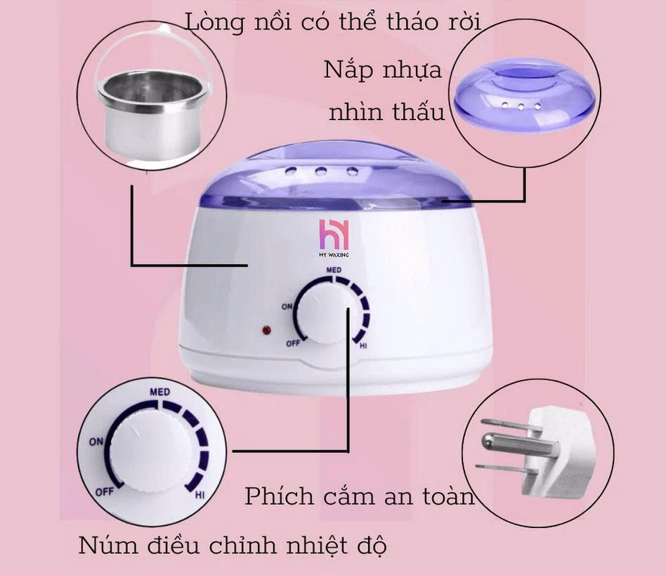 Combo Nồi nấu sáp wax nóng kèm : 100gr sáp cao cấp , Giấy Wax , 5 Que Gỗ