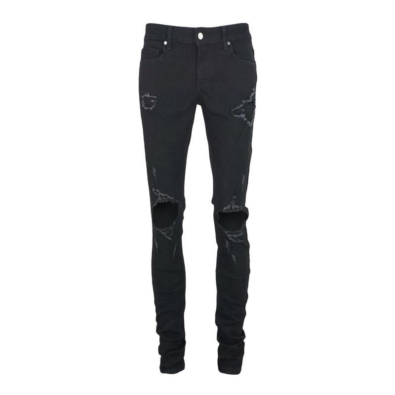 Quần Jeans Nam Streetwear Màu Đen Chất Liệu Cao Cấp Lỗ Rách Lớn Không Phai Màu - TLB Vietnam