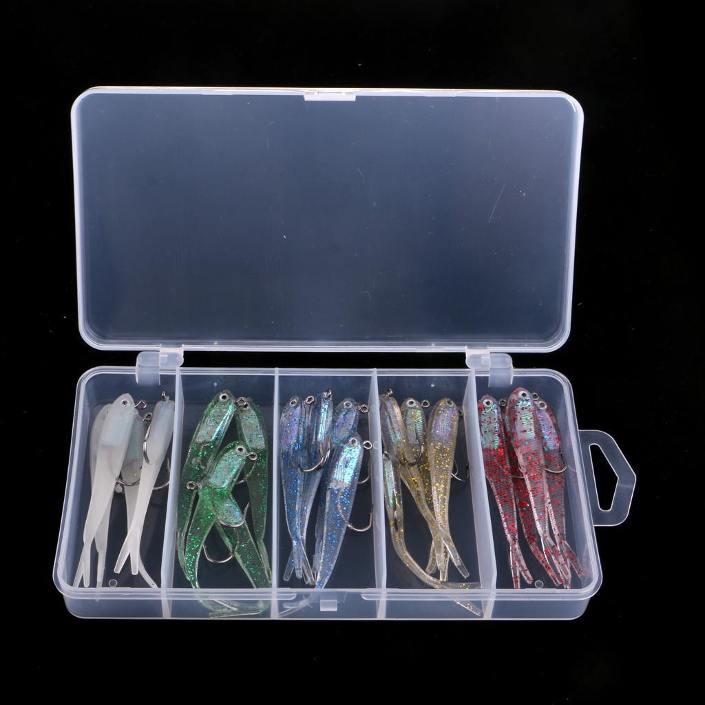20pcs Jig Head Shad Swimbait Paddle Tail Worm Fishing Lures Soft Fish Baits