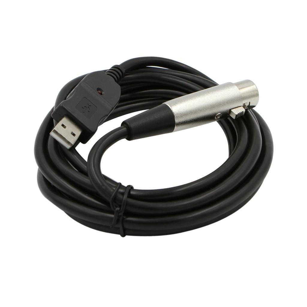 USB Microphone Cable 3 Pin USB Male to XLR Female Mic Link Converter Cable