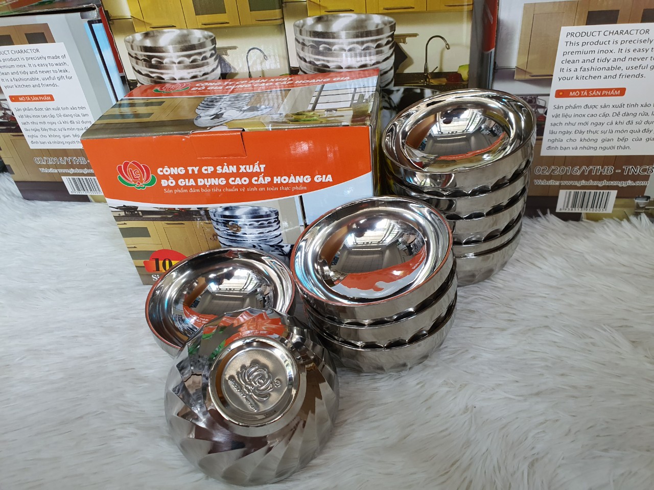 Chén, tô xoắn inox cách nhiệt Hoàng Gia bộ 10 cái